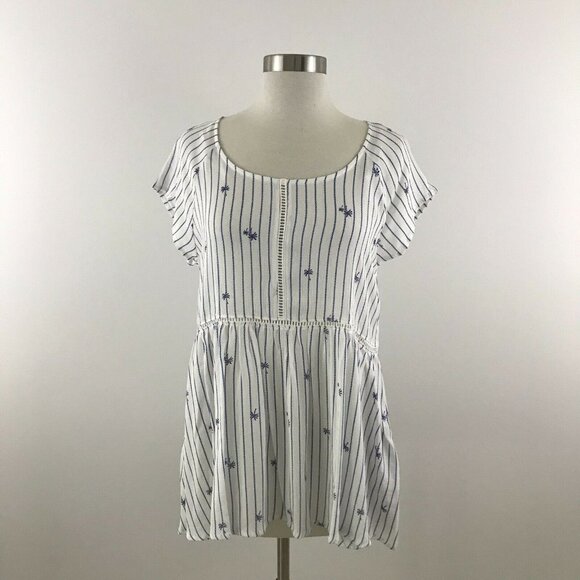 Crescent Top Womens Size Small Palm Tree Stripe Pr - Picture 1 of 7